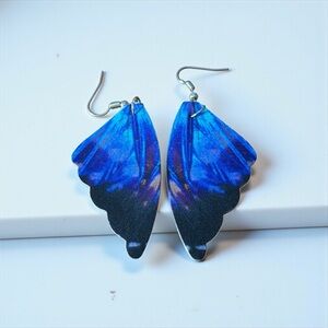 Women’s Dark Blue and black Butterfly Wing Earrings